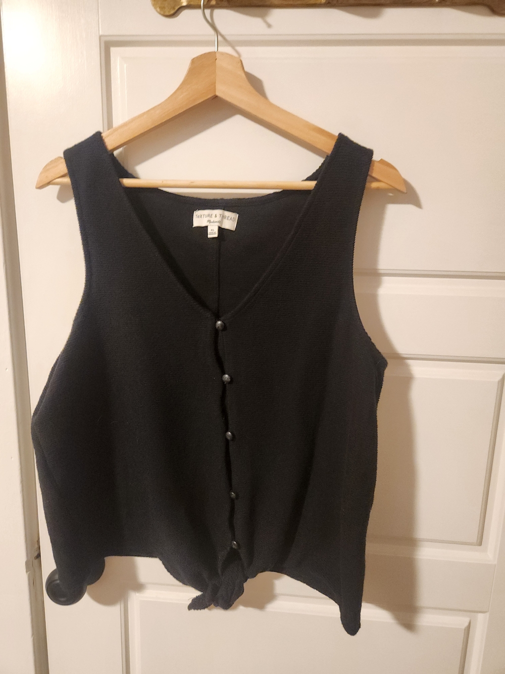 Madewell Black Button-Front Knit Crop Tank